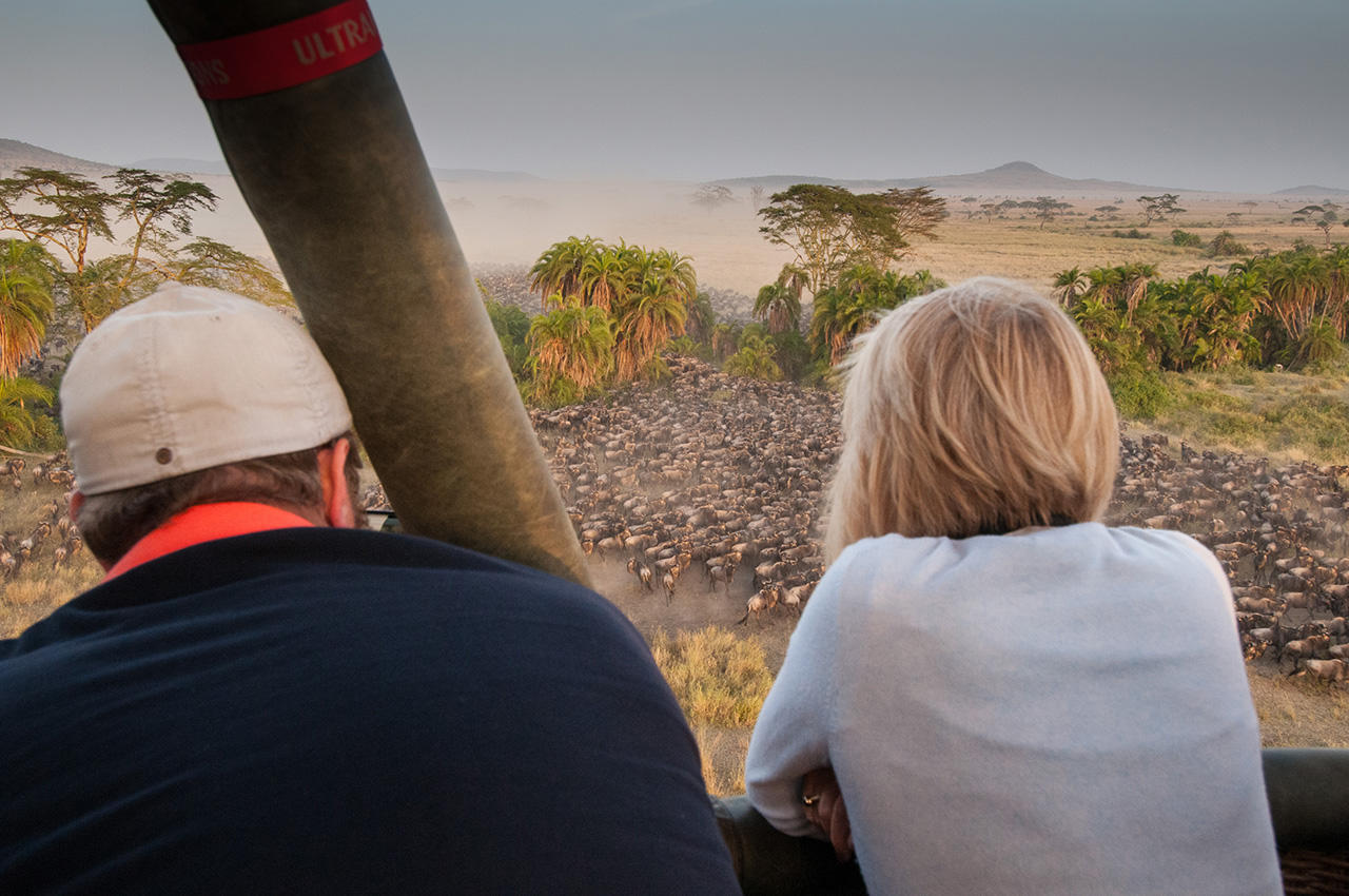 Hot air balloon over Serengeti